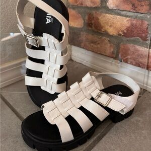 MIA Girl White Strappy Chunky Sandals